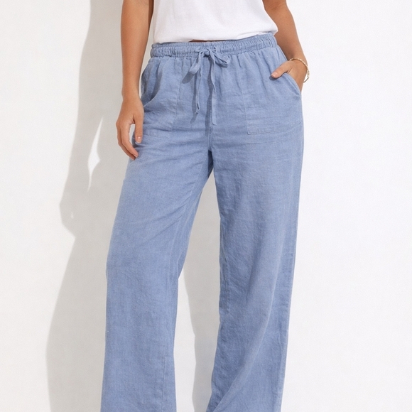 Jeno Neuman Pants - Elegant Sky Blue Wide Leg Pants